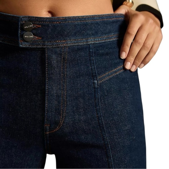 Anthropologie Pilcro The Nyhavn Cropped Flare Leg Jeans Dark Blue Sz 32 - Picture 13 of 15